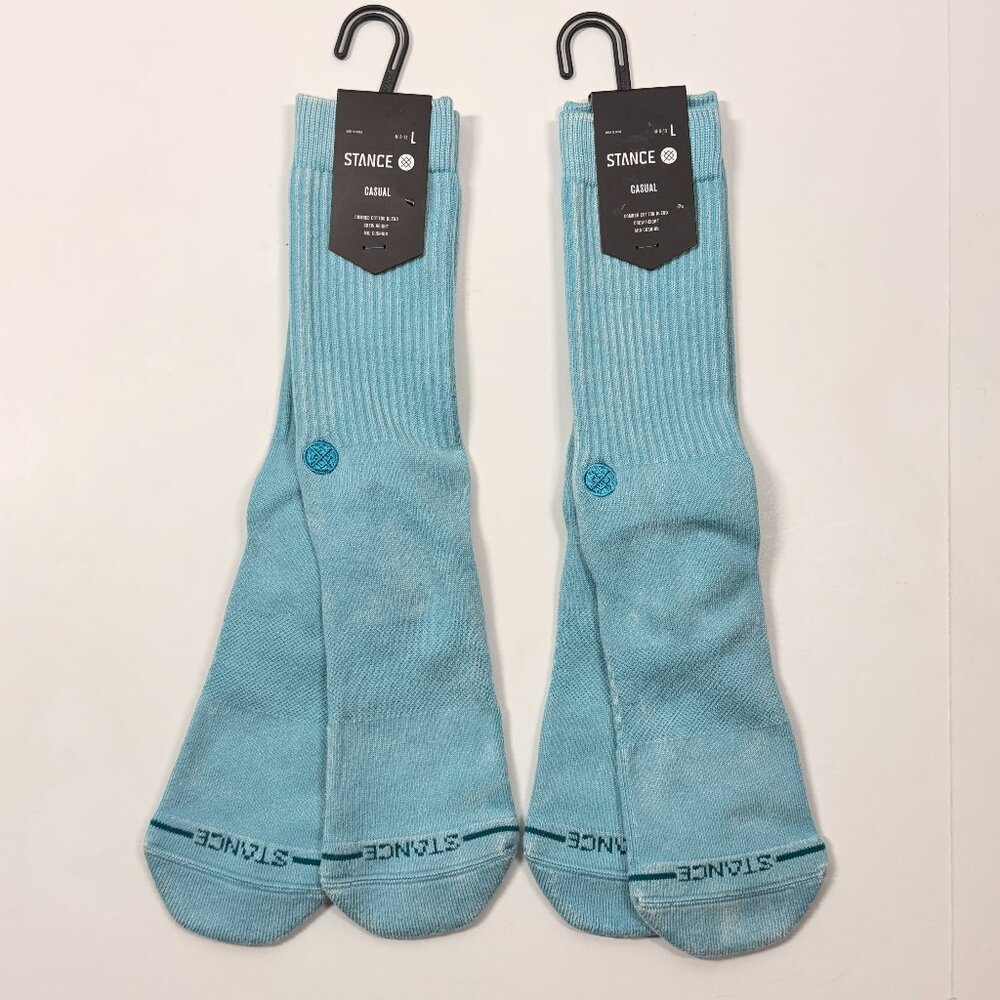 NWT Stance Icon Dyed Crew Socks - Electric Blue - Large - 2 Pair